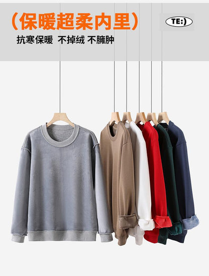 Cross-Border Heavy Sweatshirt with Logo Printed on It, Group Annual Meeting Cultural Shirt, Advertising Shirt Design, Velvet Round Neck Sweatshirt, Work Clothes
