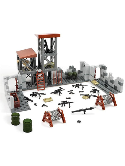 WW2 Army Military Base Model Building Kits Boys Toys Military Mini Army Supplies Guns Building Blocks Sets