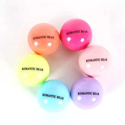 Fruit Flavor Lip Balm Cute Round Ball Pure Natural Plant Kids Baby Girls Lips Balm Moisturizing Romantic Bear
