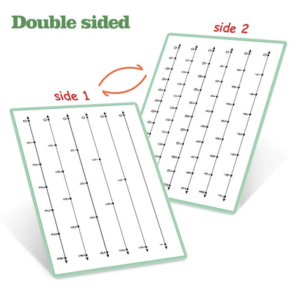 Math Fraction Practice Poster for Kids Classroom Supplies Double Sided Number Lines Mathematical Calculation Learning Charts