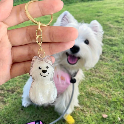 Transparent Dog Hair Storage Container Adorable Pet Keepsake Capsule Pendant With Key Ring for Pet Lovers DIY Memorial Keychain
