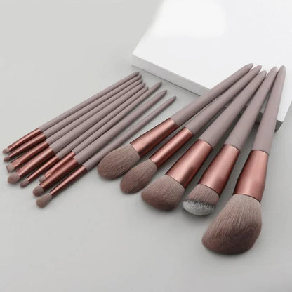 13 Piece Professional Makeup Brush Set with Case - Synthetic Hair Cosmetic Brushes for Eye Shadow, Foundation & Blush