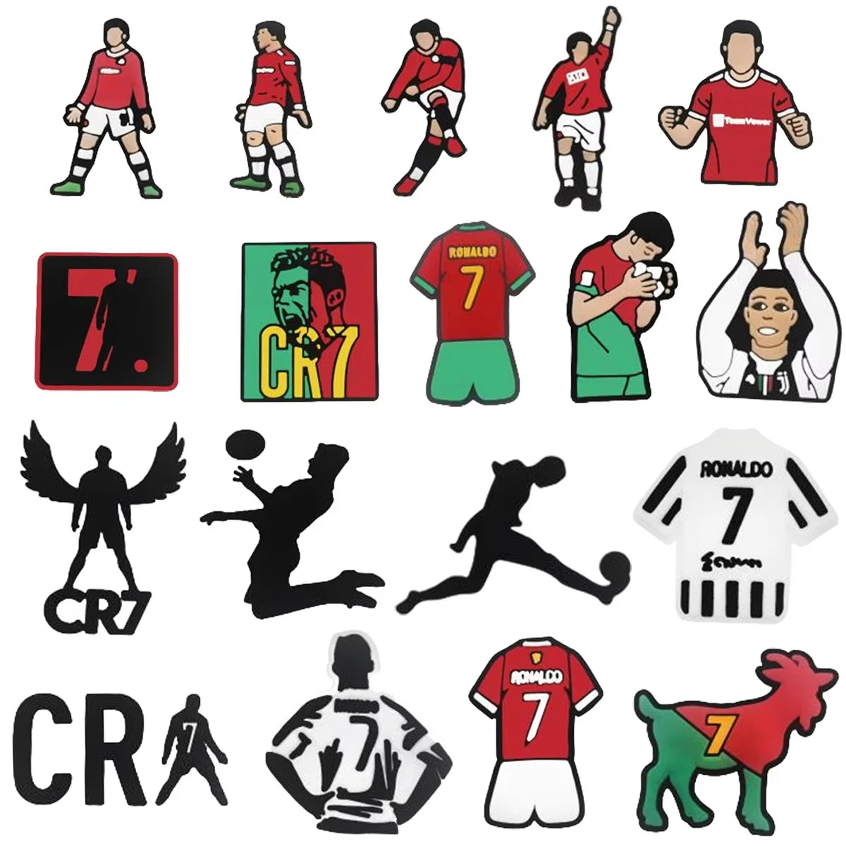 Football Star 1-18pcs/set of Cristiano Ronaldo Xmas Cartoon Shoes Charming Decorative Accessories Children's Favorite Gifts