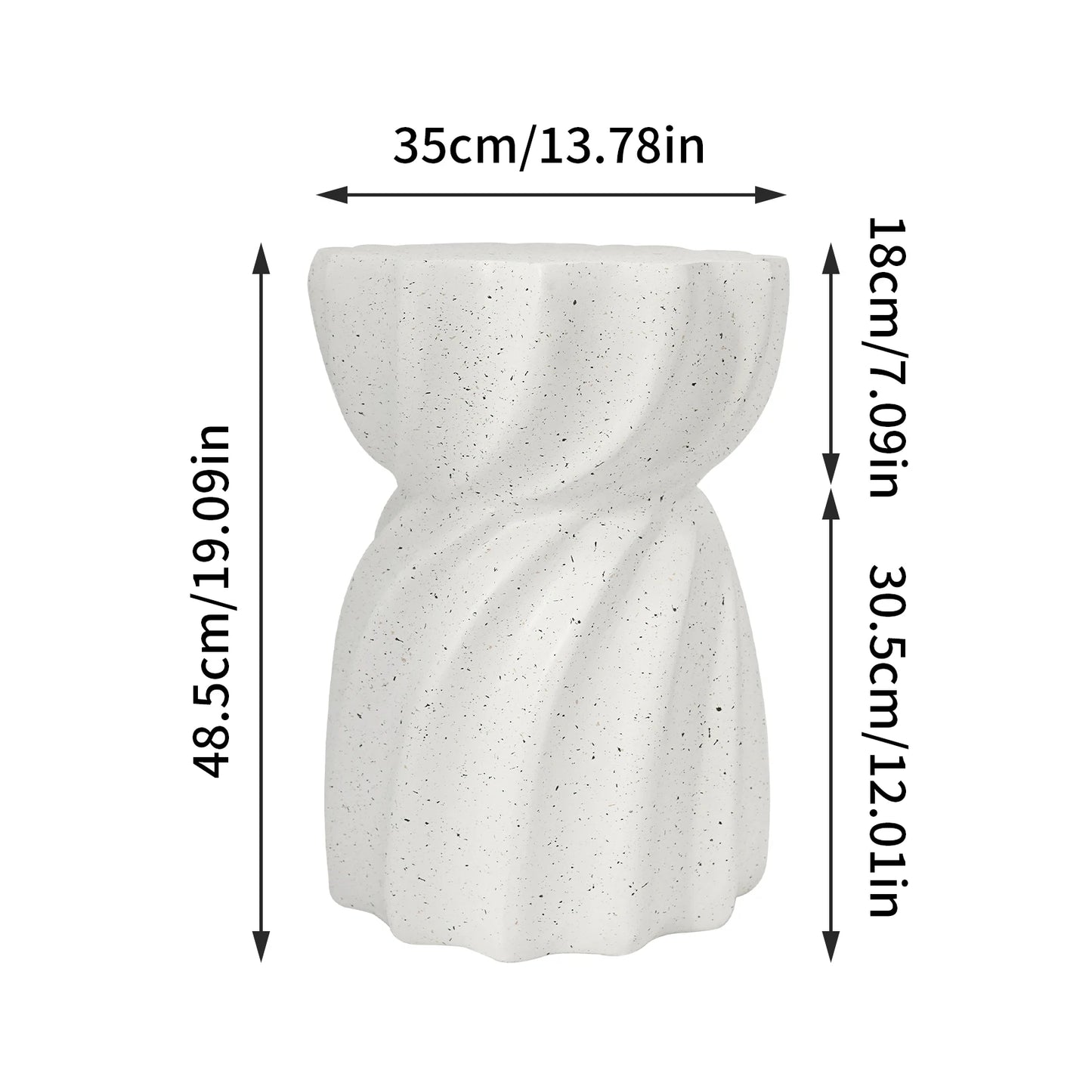 Contemporary Lightweight Concrete Accent Side Table Patio Hourglass Side End Table Garden Stool for Living Room Office