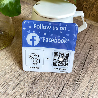 10X10cm QR Code and NFC Tap  Sticky  Instagram Facebook Tripadvisor Trustpilot ReviewGoogle Review Plaque