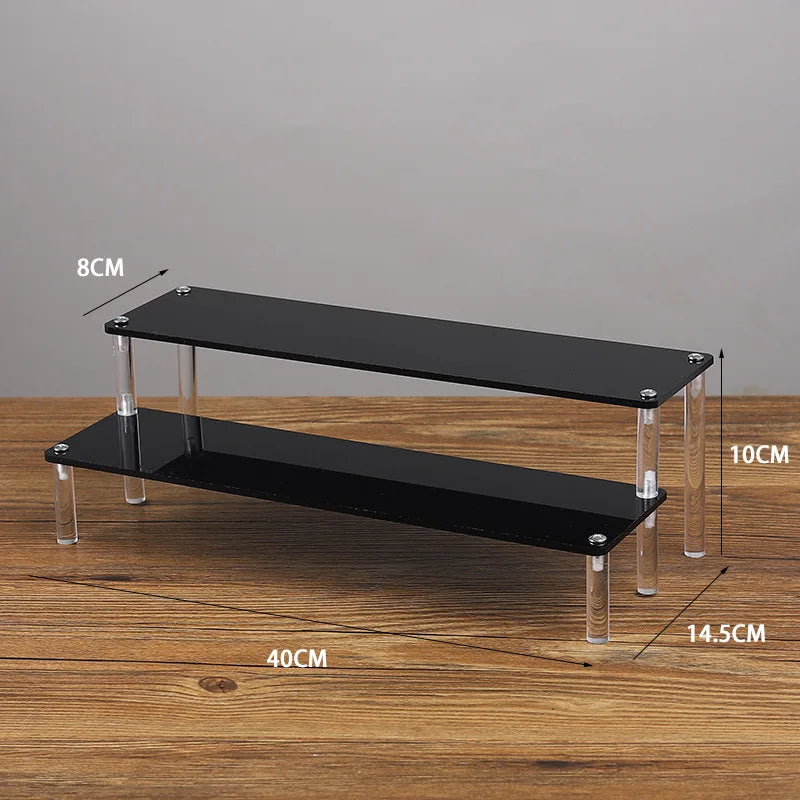 Acrylic Riser Display Stand Perfume Organizer Shelves for Amiibo Funko Figures Toys Cupcake Desserts Collection Cosmetic Jewelry