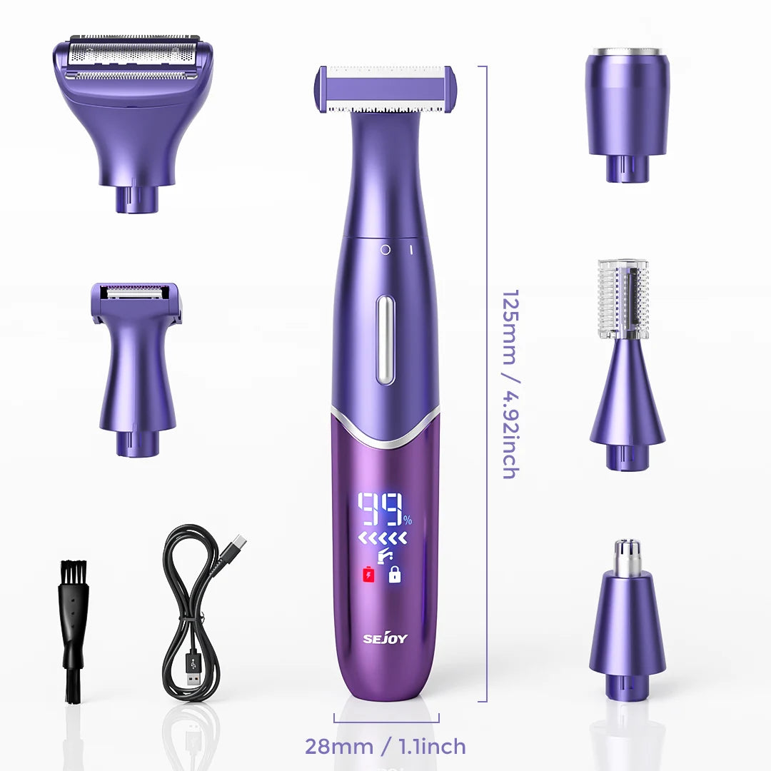 Sejoy 6-In-1 Body Hair Trimmer Kit Electric Beard Shaver Men Women Nose Hair Trimmer Eyebrow Razor Portable Body Hair Shaver
