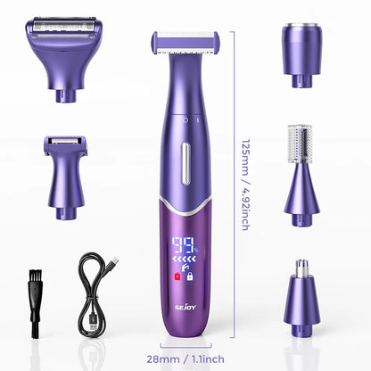 Sejoy 6-In-1 Body Hair Trimmer Kit Electric Beard Shaver Men Women Nose Hair Trimmer Eyebrow Razor Portable Body Hair Shaver