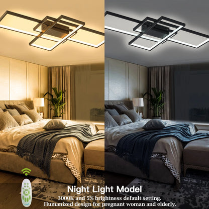 KOMORE Neutral Style Rectangular LED Semi Flush Ceiling Light, Cool White / Stepless Dimming for Office, Living Room