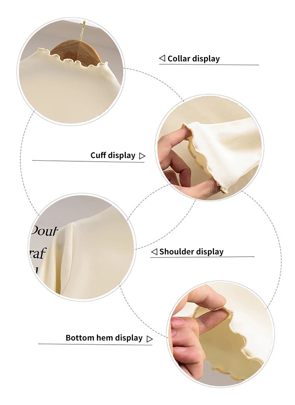 Girls Long Sleeve T-Shirt - Black Ruffle Edge Autumn Winter Base Layer