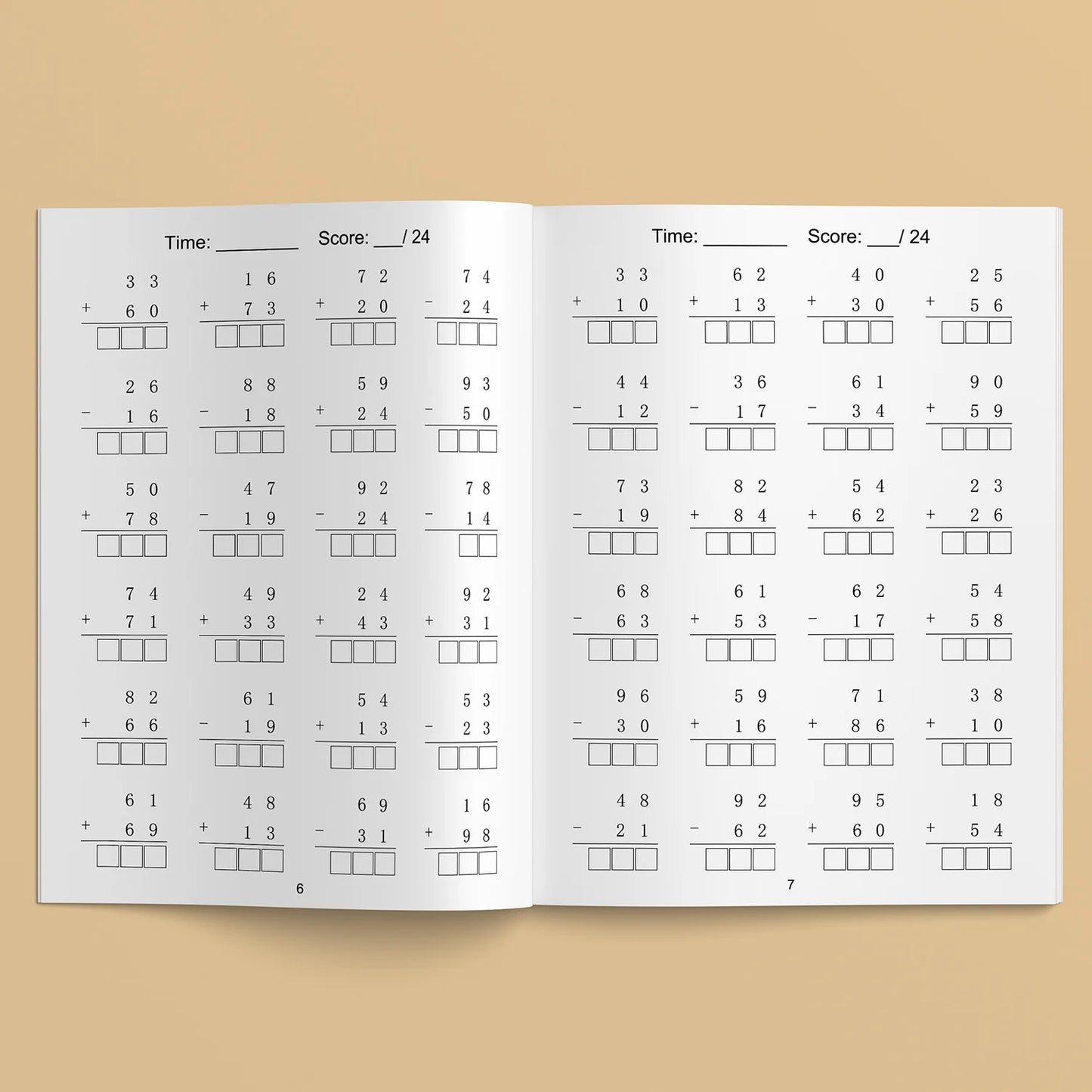 32 Pages Children's Math Enlightenment Workbook Addition and Subtraction Within 20 Mental Arithmetic Problems Activity Workbook