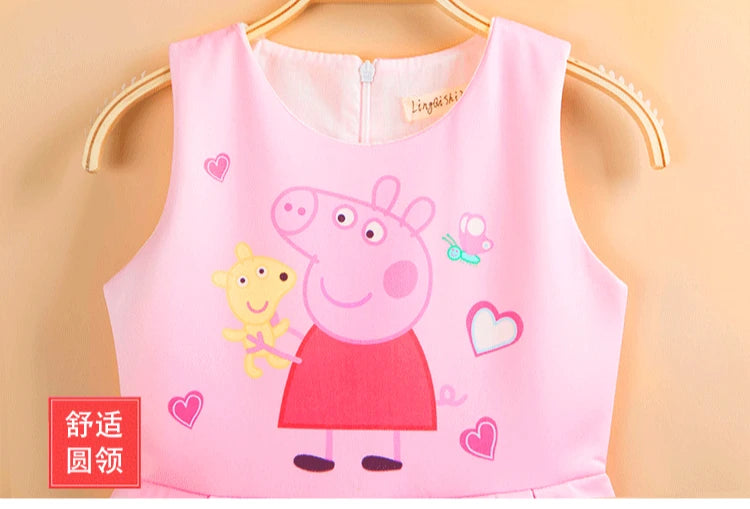 Peppa Pig Peppa George Personality Cartoon Holiday Gift Kawaii Kids Cotton Dress Creative Cute Girls Sleeveless Skirt Wholesale