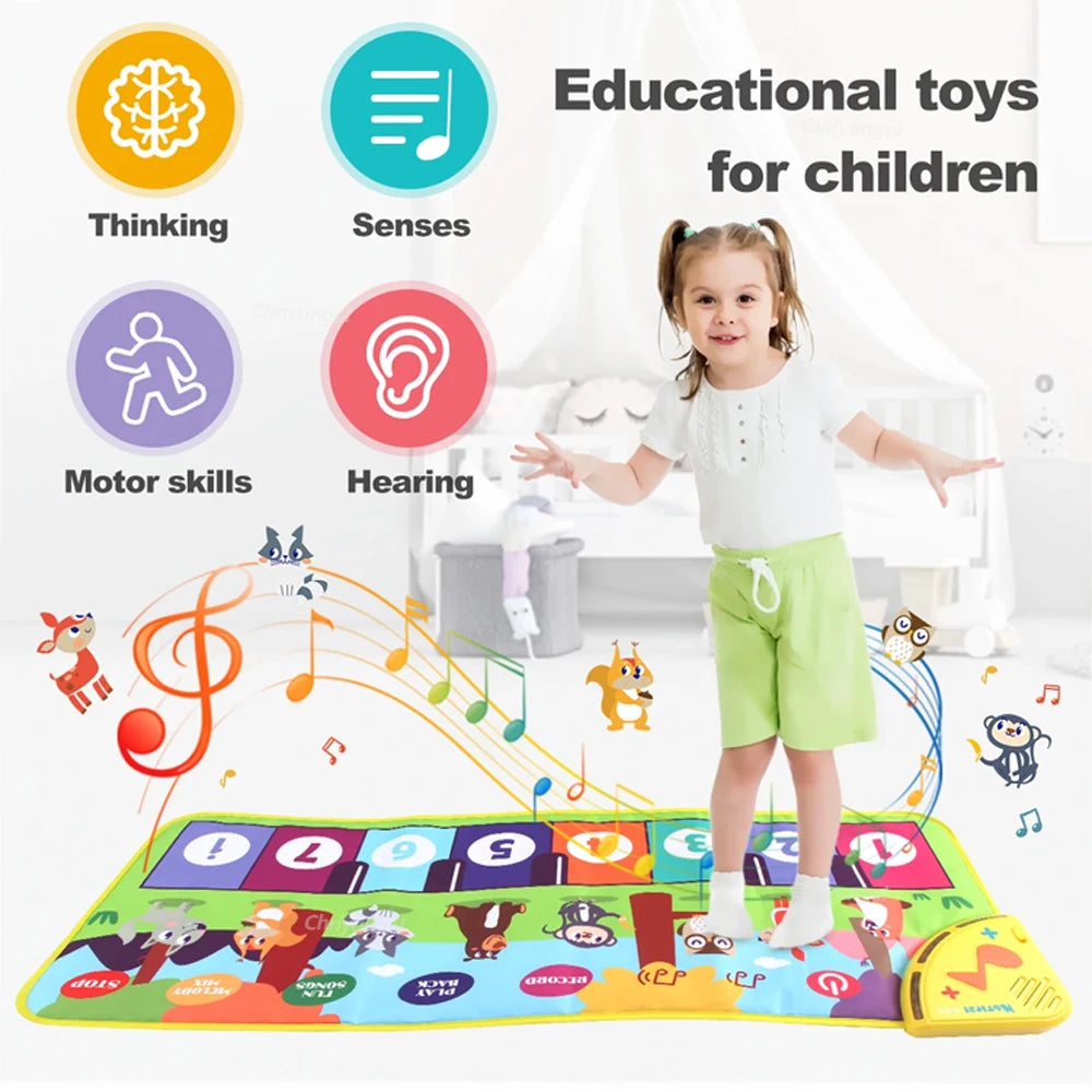 Piano Mat for Kids 80*30cm Toddlers Floor Keyboard Dance Mat Play Musical Carpet Music Instrument Toys Toddlers Girl Boy Gift