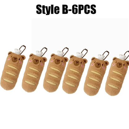 Cartoon Capybara Pendant Decoration Soft Plush Bread Key Chain Plush Stuffed Croissant Food Plush Keychain Hanging Accessory