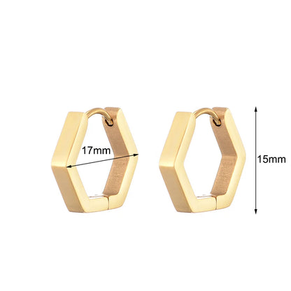 Classic Stainless Steel Hoop Earrings For Women Men Heart Star Oval Rectangle Round Triangle Gold Color Punk Hip Hop Jewelry