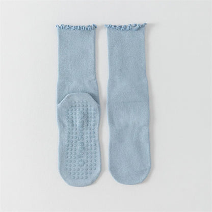 Yoga socks, boneless mid tube socks, sports anti slip thin fit, fitness Pilates combed cotton women's socks