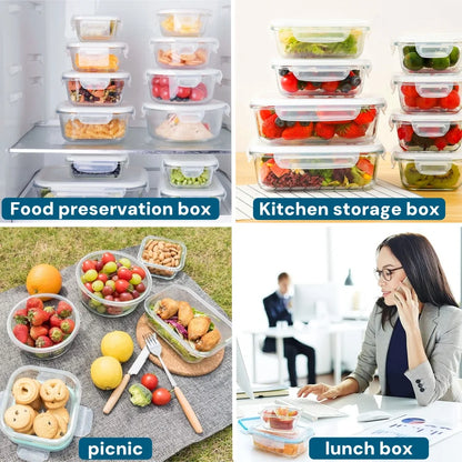 Premium Glass Lunch Box - Airtight Food Storage Containers with Leak-Proof Lids, Microwave & Dishwasher Safe Meal Prep Bento Boxes