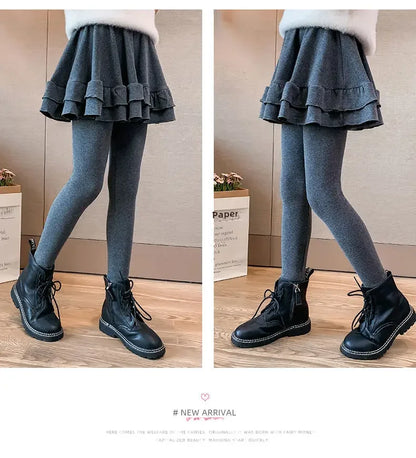 Girls Leggings Skort - Korean Style Two-Piece Skirt Pants | Spring Autumn Kids Outerwear