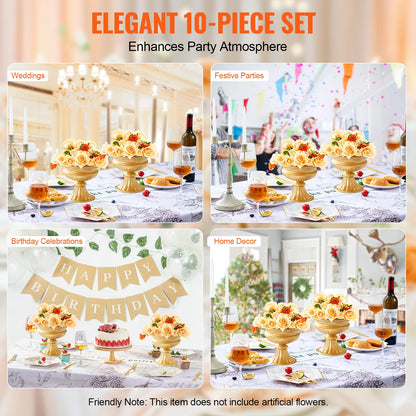 VEVOR 2/10/12PCS Tall Wedding Flower Vase Metal Centerpiece Gold Floral Arrangement Stand Display Rack for Tables Dinner Party