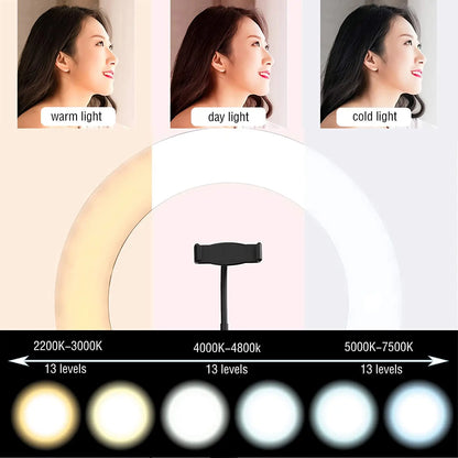16/26/33cm LED Selfie Ring Light with Phone Stand Dimmable led Fill Lamp Photography Ringlight for Tiktok Video Live Fill Lamps