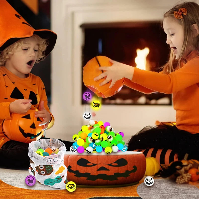 Halloween Glow in the Dark Bouncing Balls - Party Favors & Trick or Treat Gifts for Kids (10-100 Pack)