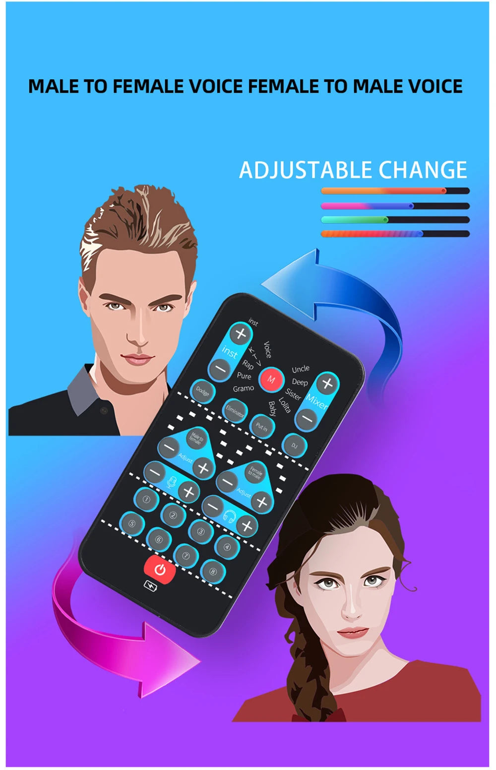 i9 Voice Changer Mini Multiple Audio Effect Bluetooth-Compatible Live Sound Cards Ultra-Thin Portable Live Sound Card Mic Tool