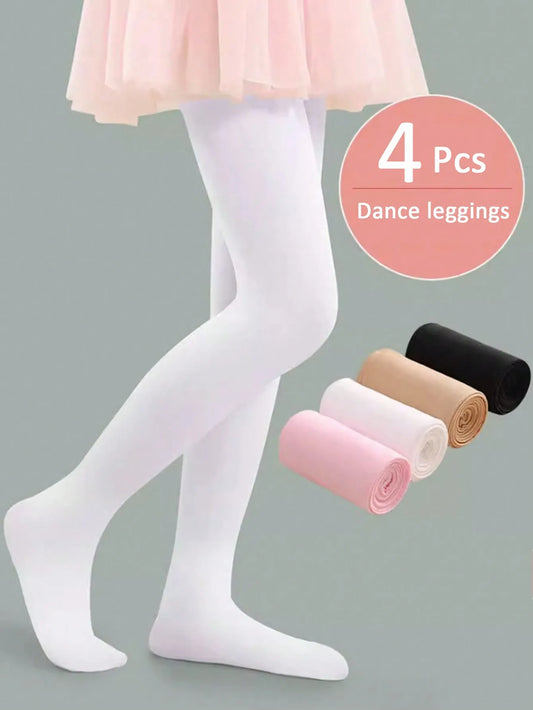 4pcs Summer Kids Pantyhose for Girls Fashion Solid Color Series Ballet Tights for Girls Soft Thin Breathable Leggings Stocking
