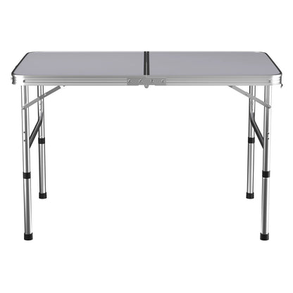 Picnic Folding Table Aluminium Foldable Adjustable Portable White Camping Table with Carrying Handle 90x60x37/67cm