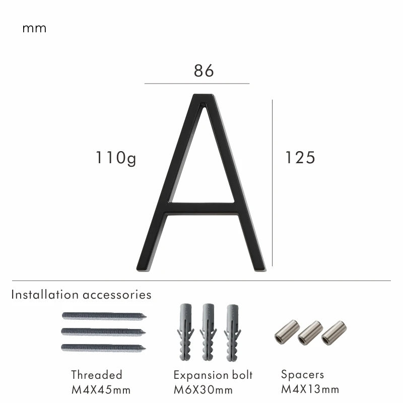 Nurlin 5 inchs 125mm Luxury Address Big House Numbers Modern Gold Black Silver Floating Signage Outdoor Digits Mailbox Sign