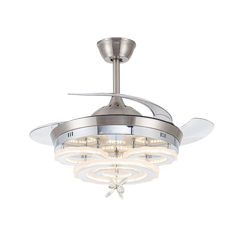 KOMORE Modern Style Indoor Round Ceiling Fan with Light and Remote, 3 Colour Temperature for Office, Living Room, Bedroom