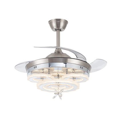 KOMORE Modern Style Indoor Round Ceiling Fan with Light and Remote, 3 Colour Temperature for Office, Living Room, Bedroom