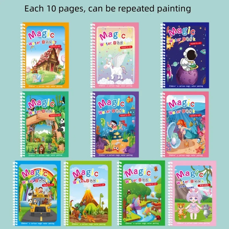 Magic Water Drawing Book for Kids Montessori Children's Reusable Coloring Book Sensory Early Educational Learning Painting Toys