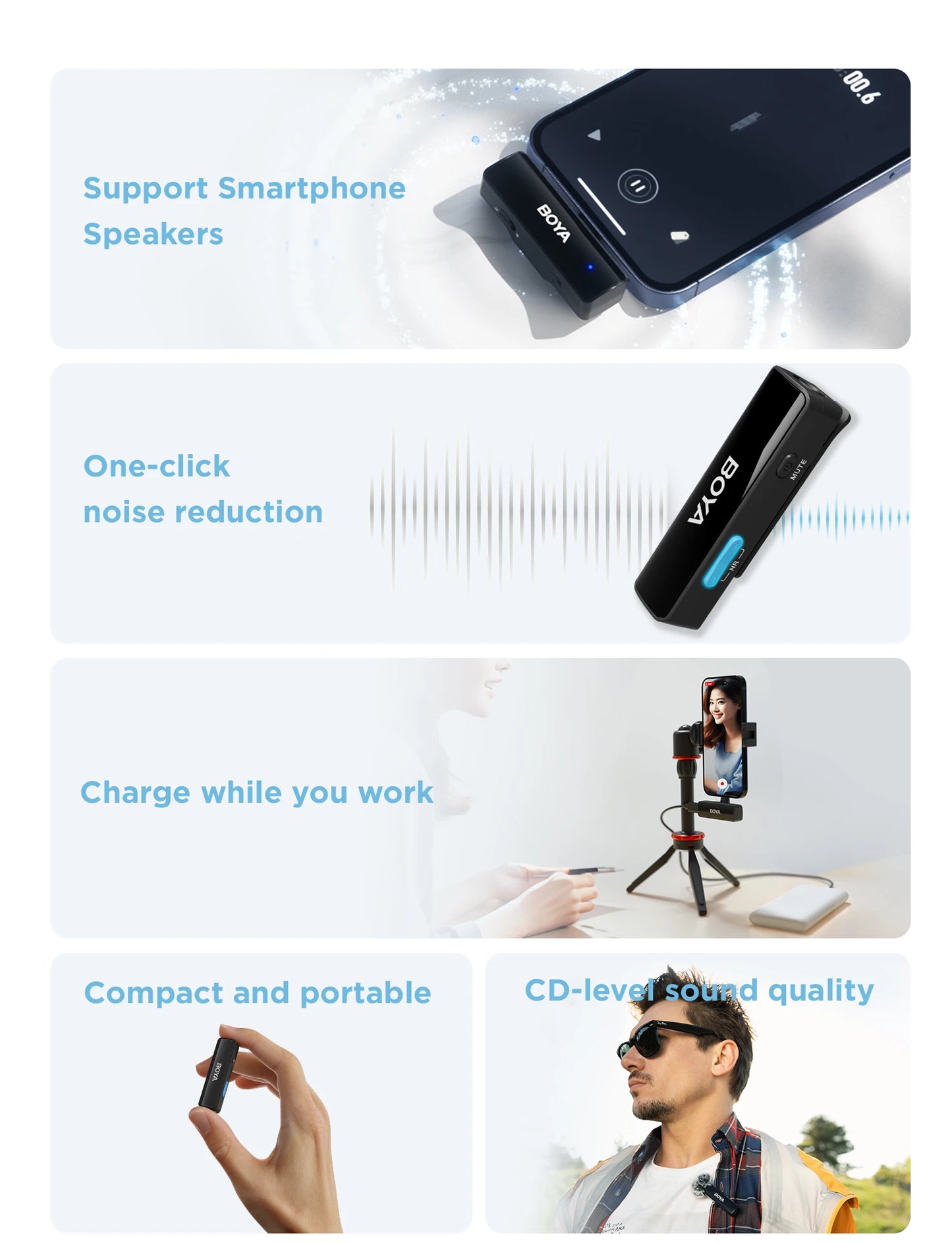 BOYA BOYALINK Wireless Lavalier Lapel Microphone for iPhone Android DSLR Camera Youtube Live Streaming Audio Recording Interview