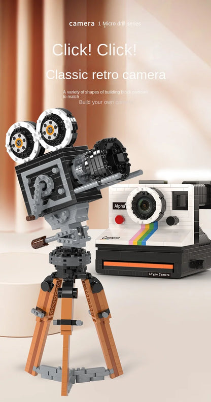 Vintage Model Mini Building Block 802pcs  Retro Camera Adults Collection Ornaments IDEAS Series Toys Girl Birthday Gifts