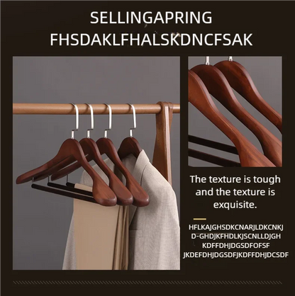 Luxuriöse Kleiderbügel aus Holz für Anzüge, Mäntel, Jacken, Oberbekleidung und Hemden mit breiten Schultern, 360° drehbaren Haken und rutschfester Stange