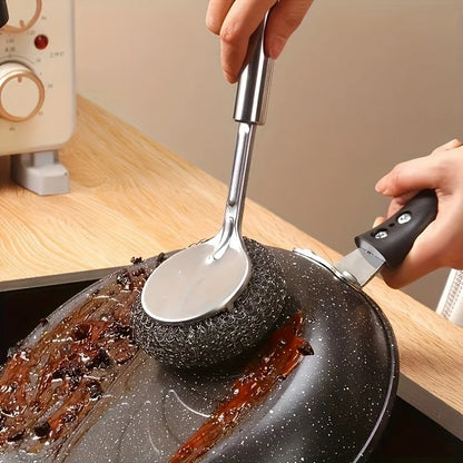 Edelstahl-Drahtbürste mit langen Griffen, Küchenersatz, Stahlwolle-Drahtkugelbürste, Geschirrspülbürste, Spülbecken-Arbeitsplattenreinigung