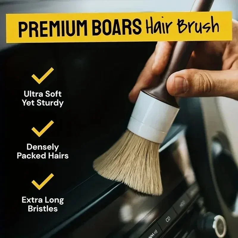 3PCS Car Exterior Interior Detail Brush Boar Hair Bristle Brushes for Car Cleaning Auto Detail Tools Dashboard Cleaning Brush