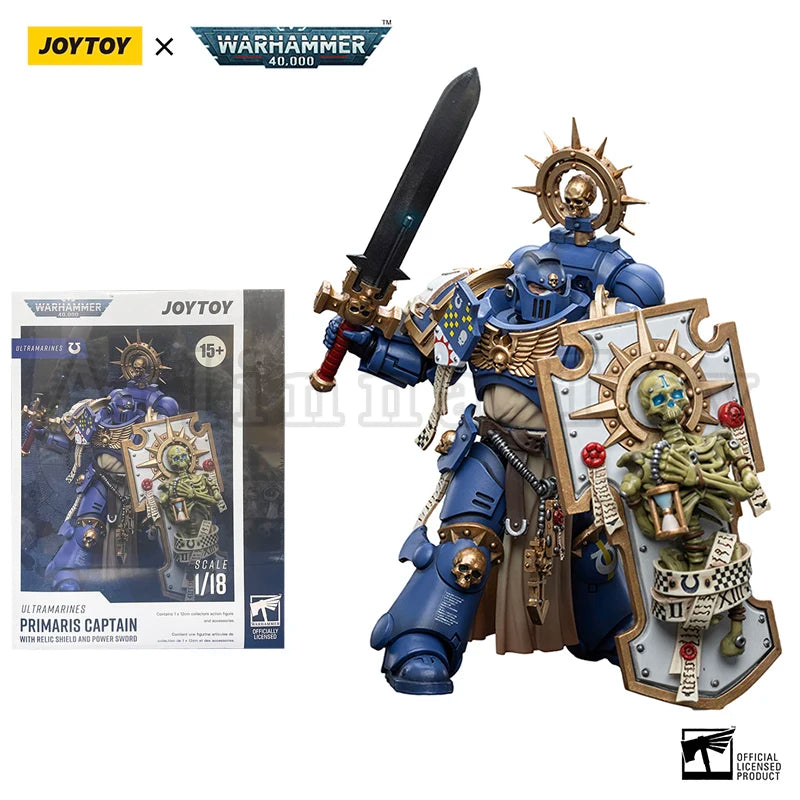 JOYTOY 1/18 Actionfigur 40K Primaris Captain mit Reliktschild und Energieschwert, Anime-Militärmodell