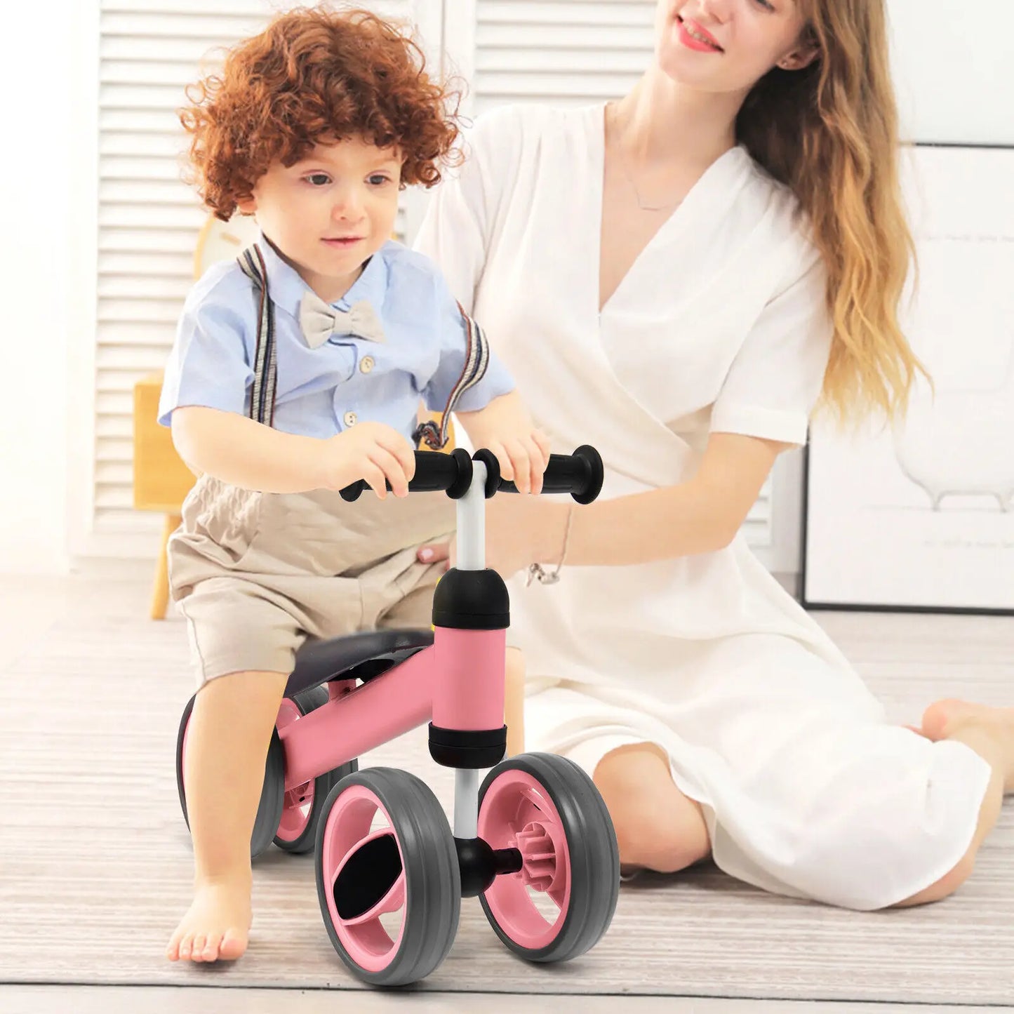 DORTALA Baby Balance Bike 4 Wheels Toddler First Bike Infant Walker Riding Toys