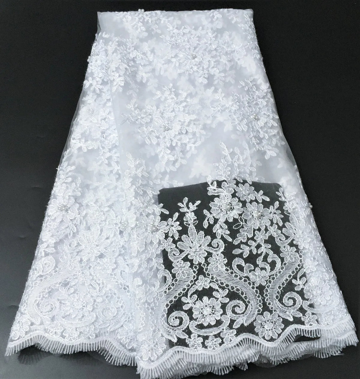 White African Lace Fabric 2025 Embroidered Nigerian Lace Fabric High Quality Cord lace French Tulle Fabric Wedding L-W006A