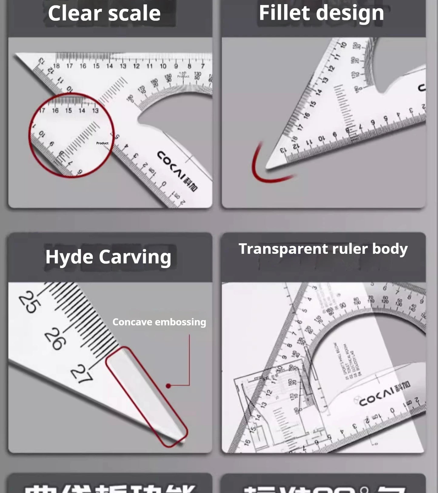 Multifunctional Triangular Ruler 18/22/27/32/37/42CM Hand-drawn Triangle Board Protractor Woodworking Interior Drawing Design