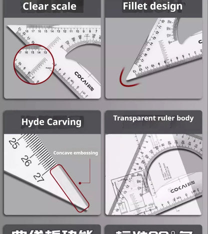 Multifunctional Triangular Ruler 18/22/27/32/37/42CM Hand-drawn Triangle Board Protractor Woodworking Interior Drawing Design