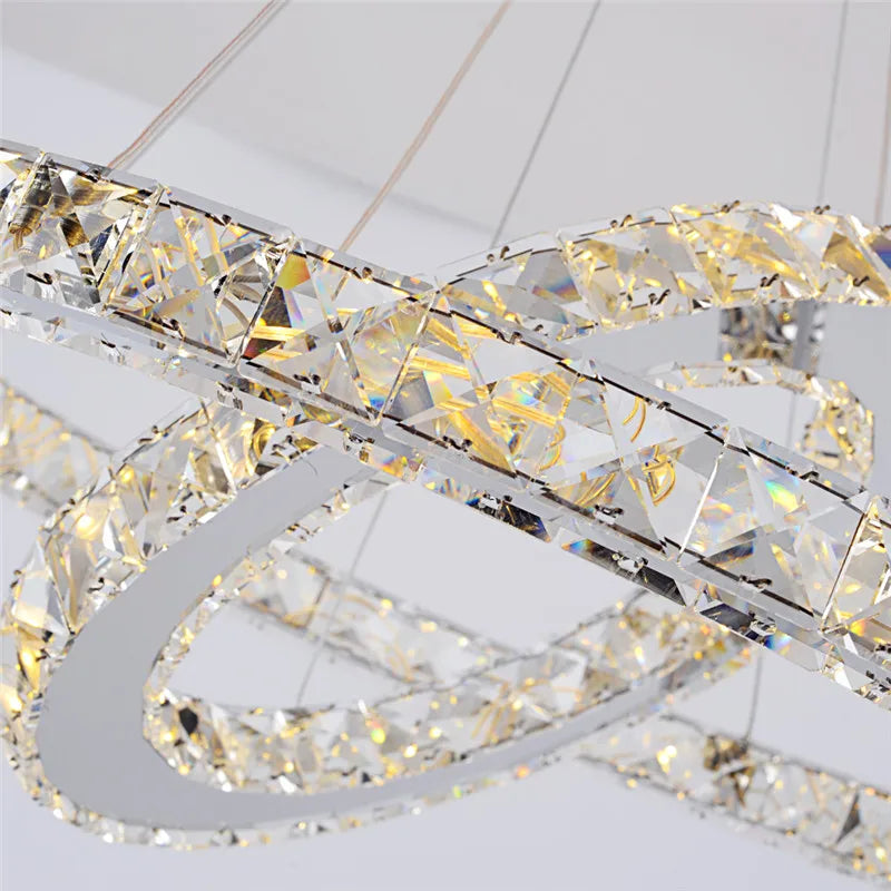 Luxury Rings Led Crystal Chandelier Mordern Pendant Light Living Dining Room Decor Fixture Suspension Luminaire Hanging Lustr