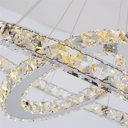Luxury Rings Led Crystal Chandelier Mordern Pendant Light Living Dining Room Decor Fixture Suspension Luminaire Hanging Lustr