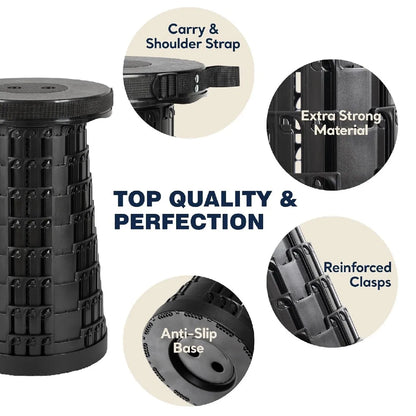 Portable Outdoor Folding Stool, Adjustable Telescoping Seat For Camping Stools