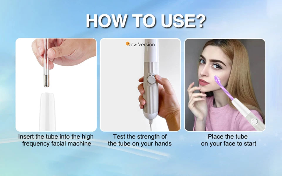 Darsonval New High Frequency Facial Machine Skin Therapy With 6 Neon & Argon Wands Remove Wrinkles Acne Facial Therapy Wand