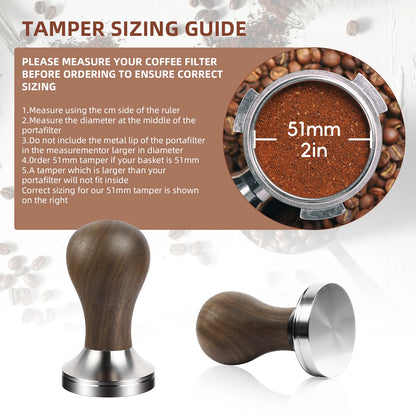 BioloMix Espresso Press Hammer 51mm Solid Wood with whole 304 Stainless Steel Base, suit CM7008