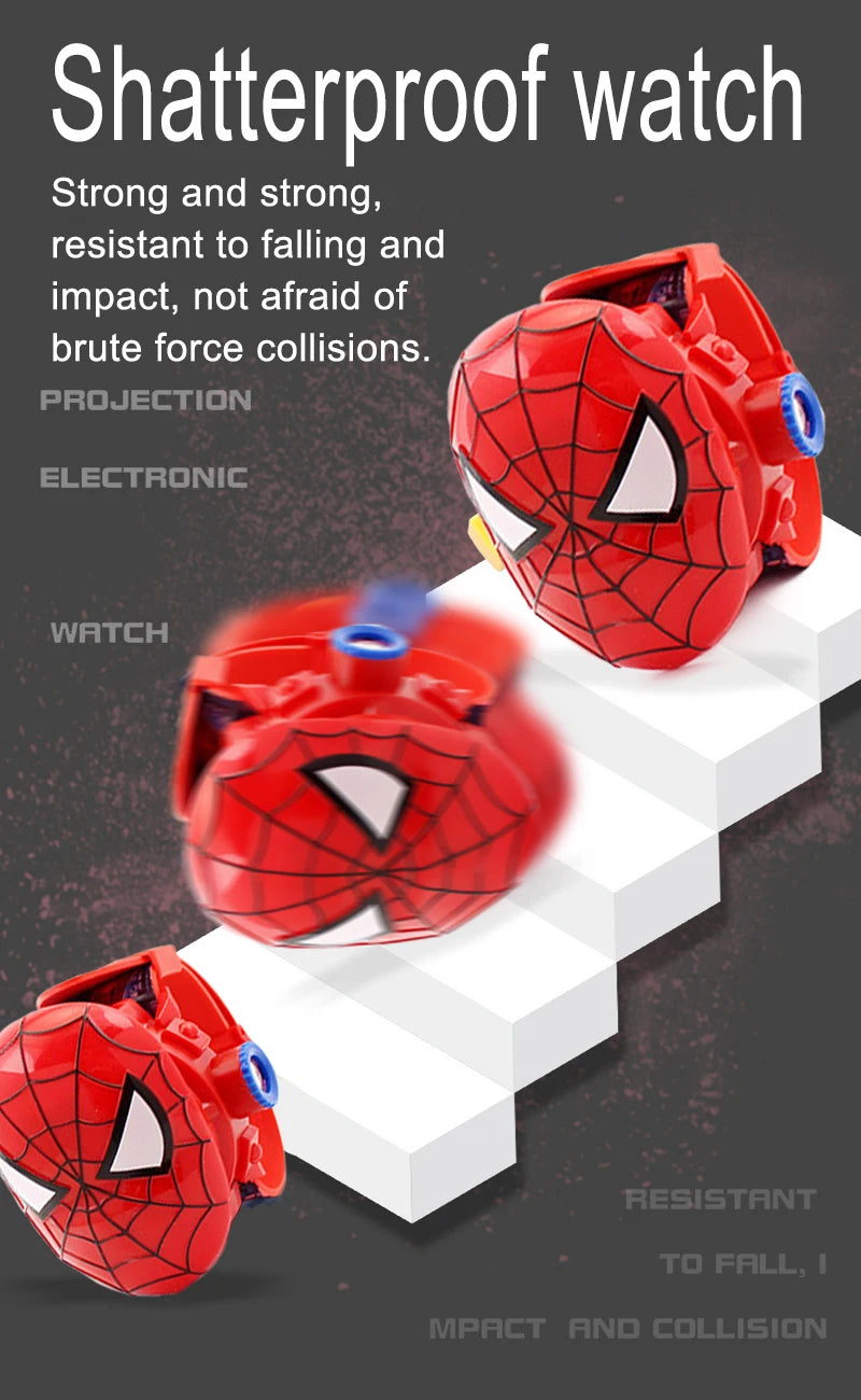 Disney Marvel Figure Spiderman Minnie McQueen 24 Projection Watch Digital Clock Student Wristwatches Kids Toy Boy Birthday Gifts