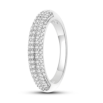 925 Sterling Silver Sparkling Zircon Ring - Classic Stackable Wedding Band for Women