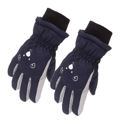 Winter Children Boys Girls Cute Cartoon Non-slip Thick Warm Sports Mittens Kids Ski Gloves Waterproof